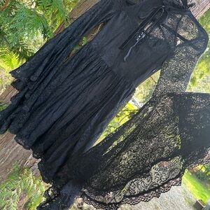Killstar Bell Sleeve Pentagram Ren Faire  Lace Mini Dress Witch Gothic Occult